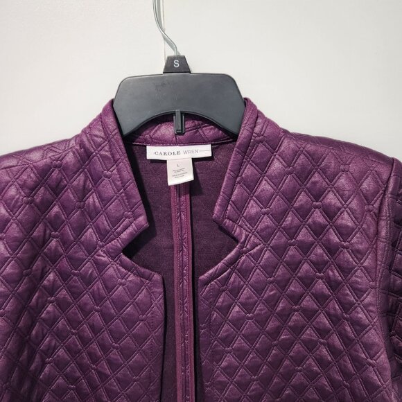 Carole Wren 3/4 Sleeve Open Front Quilted Purple Long Duster Jacket - Large - Picture 4 of 10